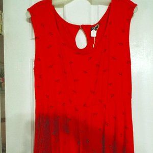 Summer Knit Fit and Flare Dress (Red Hot)